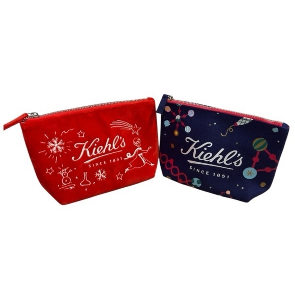Kiehl’s Limited Edition Cosmetic Bags Travel Makeup Pouch Set Holiday Christmas - Picture 2 of 14